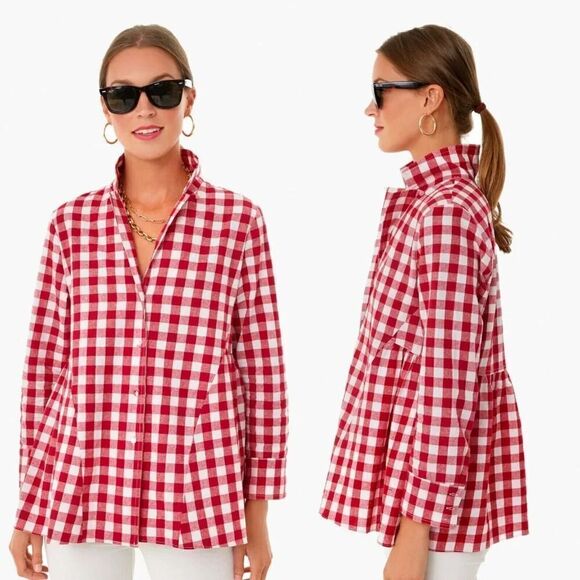 Pomander Place Apple Red Gingham Scarlett Button Down $98 Sz S - Picture 1 of 10